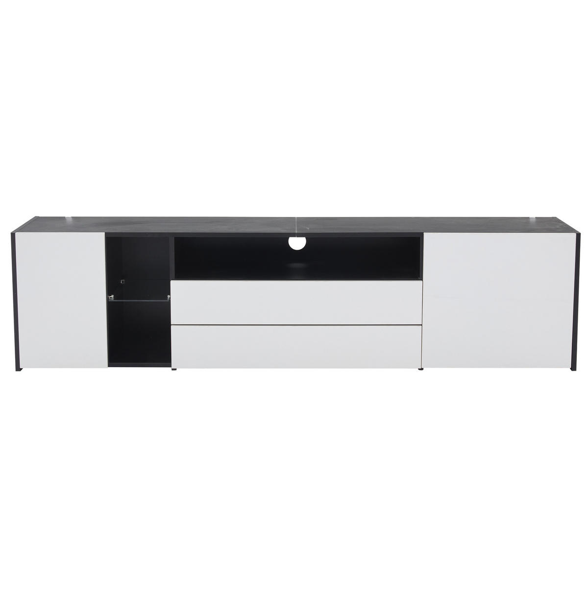 TV-ELEMENT mit LED 180 x 40 x 45 cm Weiß/Schwarz - Weiß, Holzwerkstoff (40/45/180cm) - Beauniv