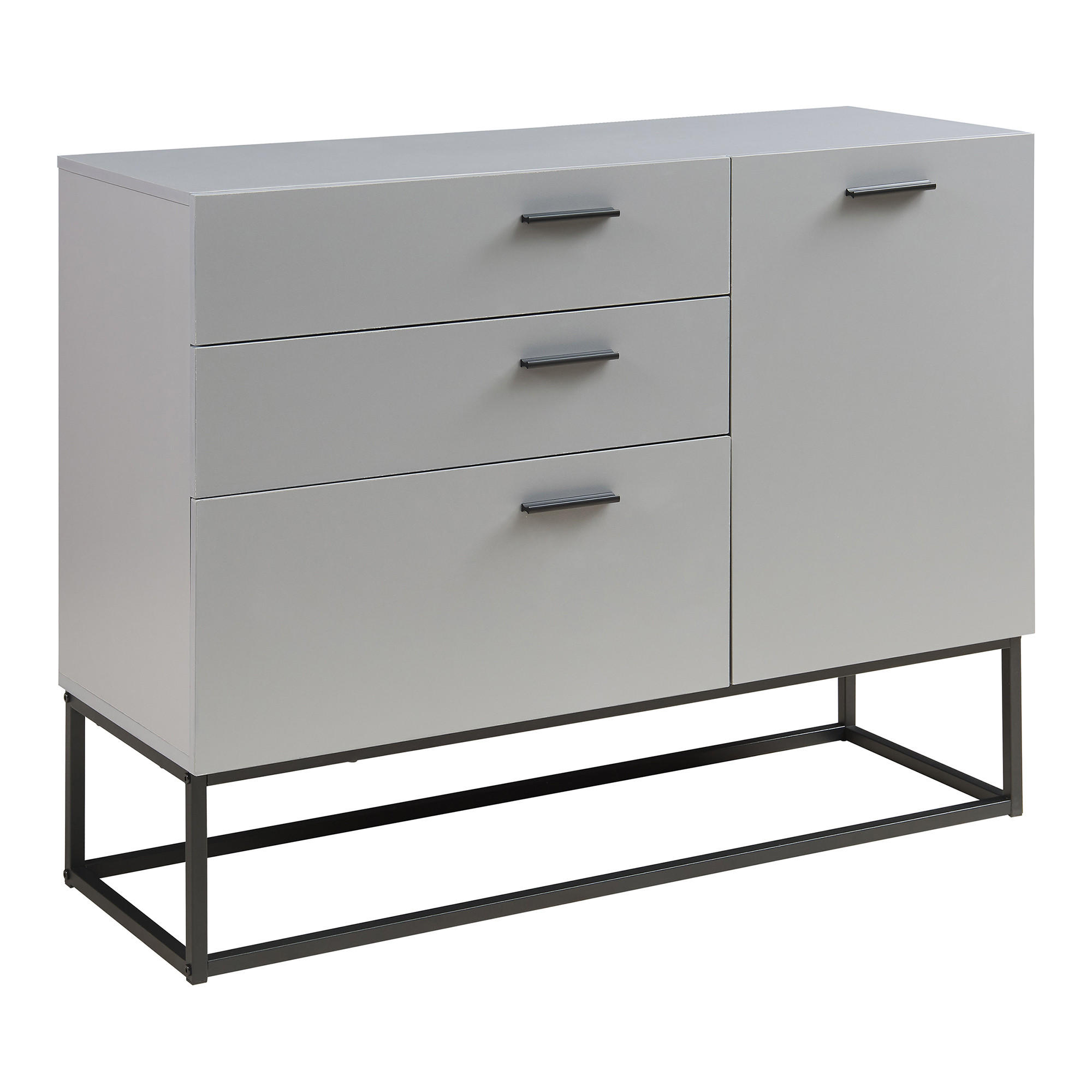 SIDEBOARD Lavangen - Hellgrau/Schwarz, Holzwerkstoff/Metall (100/75/35cm) - [en.casa]
