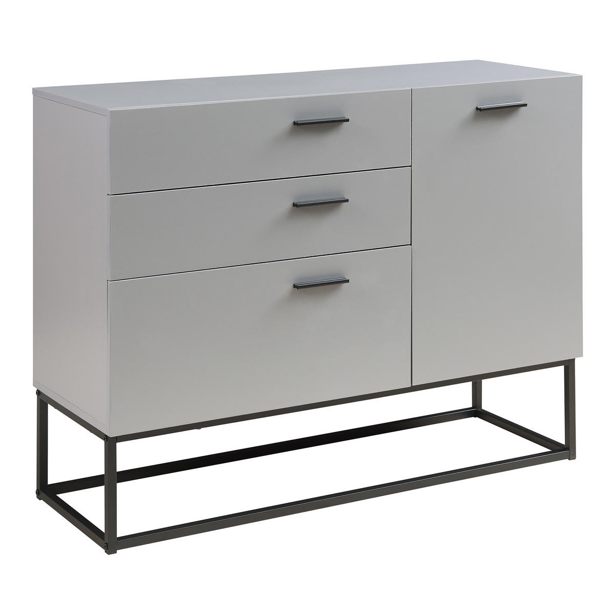 SIDEBOARD Lavangen - Hellgrau/Schwarz, Holzwerkstoff/Metall (100/75/35cm) - [en.casa]