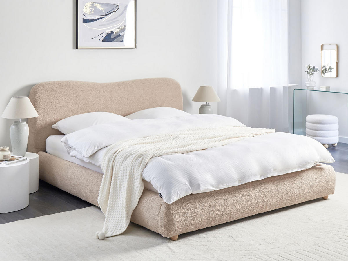 BETT mit Stauraum 180x200 cm Beige Blagnac - Beige, Textil (180/200cm) - Beliani