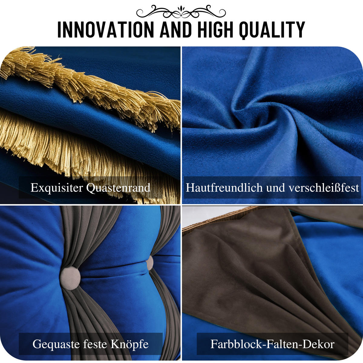 RÜCKENKISSEN Samt Ergonomisches Design Blau 140cm - Blau, Textil (24/140cm) - Vercart
