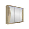 KLEIDERSCHRANK Aston IV, mit RGB LED Beleuchtung - Silberfarben/Sonoma Eiche, Holzwerkstoff/Kunststoff (250/215/58cm) - MIRJAN24