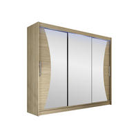 KLEIDERSCHRANK Aston IV, mit RGB LED Beleuchtung - Silberfarben/Sonoma Eiche, Holzwerkstoff/Kunststoff (250/215/58cm) - MIRJAN24