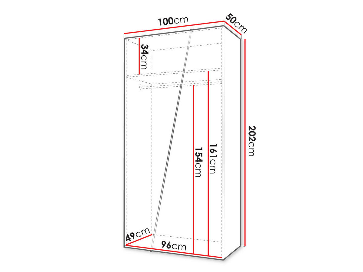 DREHTÜRENSCHRANK Zen 100 cm - Kaschmir/Schwarz, Holzwerkstoff/Kunststoff (100/202/50cm) - MIRJAN24