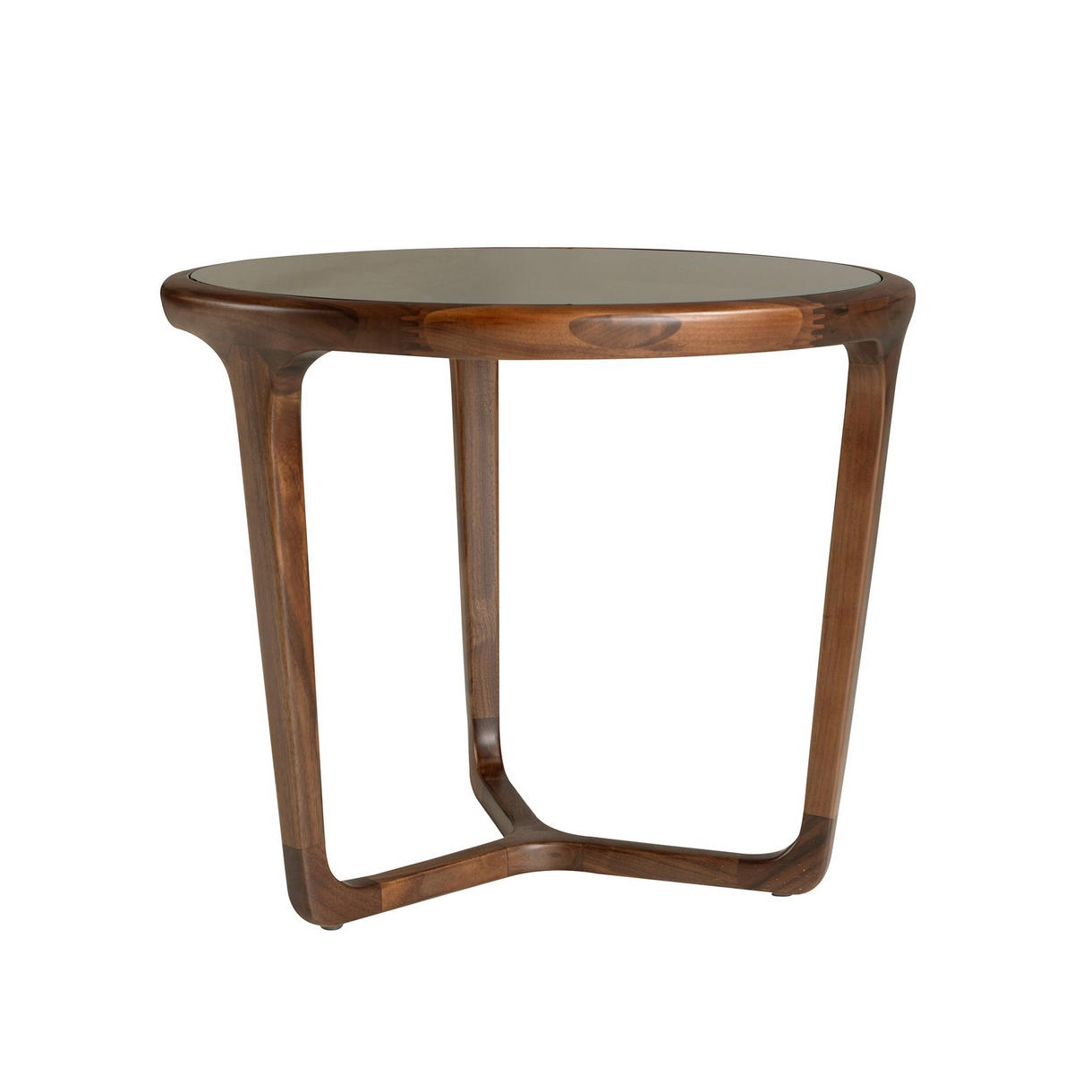 ECKTISCH Runder aus braunem Rauchglas und Walnussholz Ø55/45 cm - Walnussfarben/Braun, Glas/Holz (55/55/45cm) - ANGEL CERDA