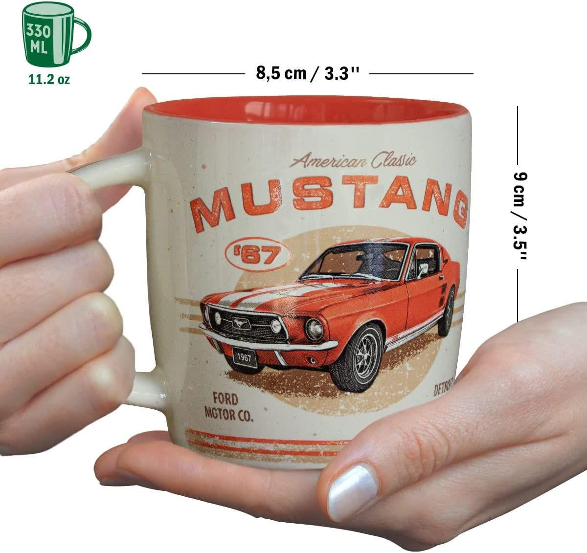 KAFFEETASSE 330 ml Ford Mustang GT 1967 Red - Multicolor, Keramik (0.33L) - Nostalgic-Art