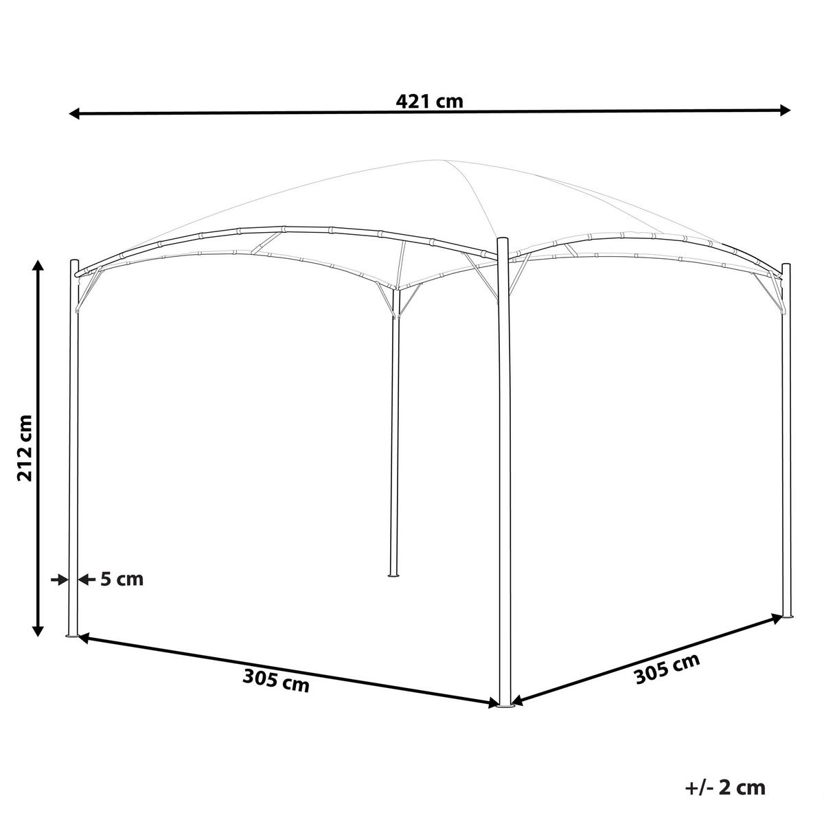 PERGOLA Stahl beige 305/305 cm Vomero - Beige/Schwarz, Kunststoff (305/212/305cm) - Beliani