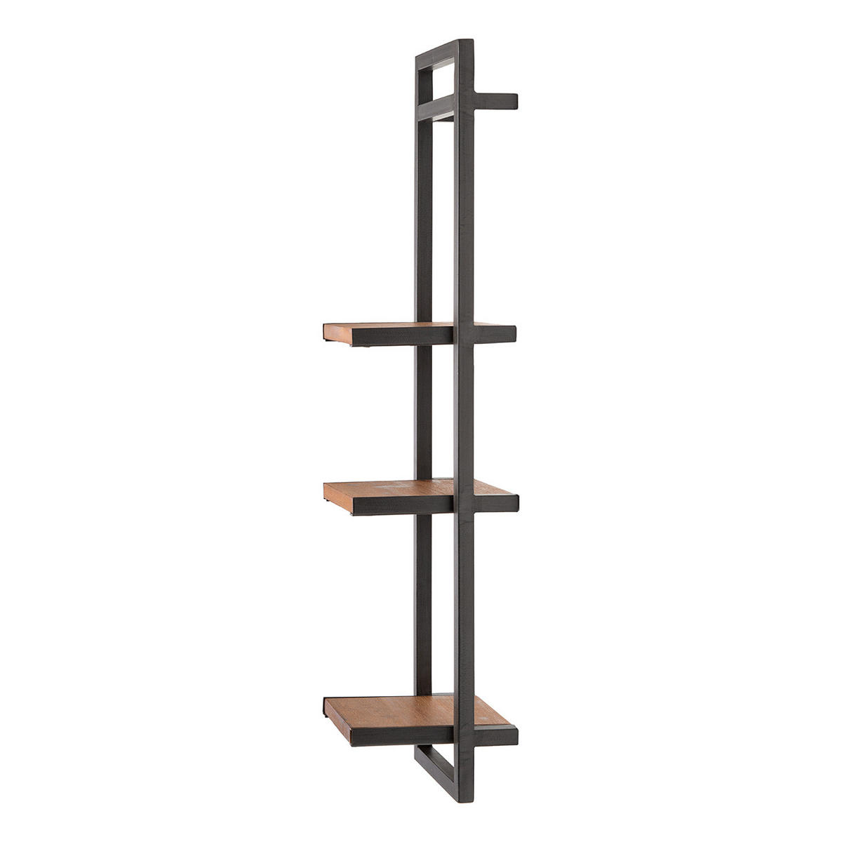WANDREGAL - Akazie massiv / Metall - Anthrazit - Akaziefarben, Holz/Metall (22/85/19cm) - home24