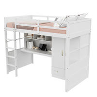 HOCHBETT 90/200 cm in Weiß mit Schreibtisch, Kleiderschrank und Schubladen - Weiß, Holzwerkstoff (90/200cm) - Flora Grace