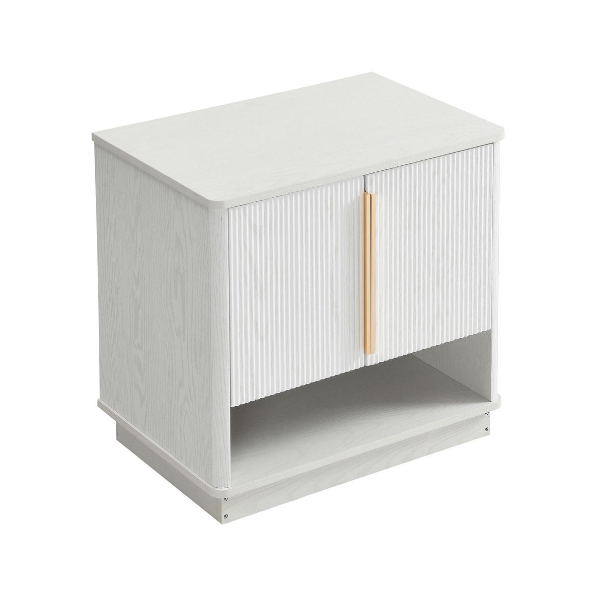 SCHUHSCHRANK 60 x 40 x 61 cm MDF Weiß mit 2 Türen und offenem Fach - Weiß, Holz (40/61/60cm) - Beauniv
