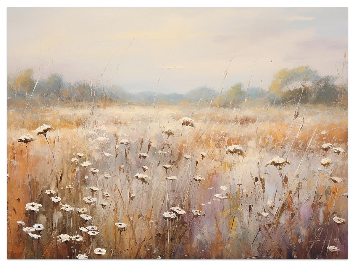 FOTOTAPETE für Esszimmer Wiese Pflanzen Retro Stil 150x105 - Gelb/Beige, Papier (150/105cm) - Muralo