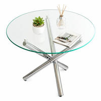 JÍDELNÍ STŮL stříbrný s deskou z tvrzeného skla a kovovými nohami, moderní design, 80 × 80 × 76 cm - stříbrná, kov/sklo (80/80/76cm) - STILVORA