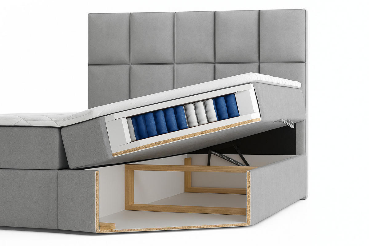 BOXSPRINGBETT LAVIDO mit Topper und Bettkasten, Beige, 200x200 cm - Beige, Textil (200/200cm) - KS Home Concept