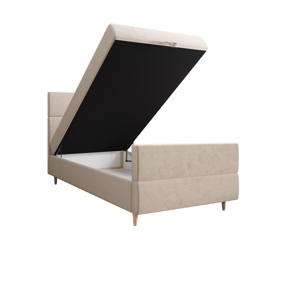 BOXBETT FLO PLUS 90x200 Itaka 16, mit Matratze H3, Bonell und Topper, Creme - Creme, Holz/Textil (90/200cm) - Bedante