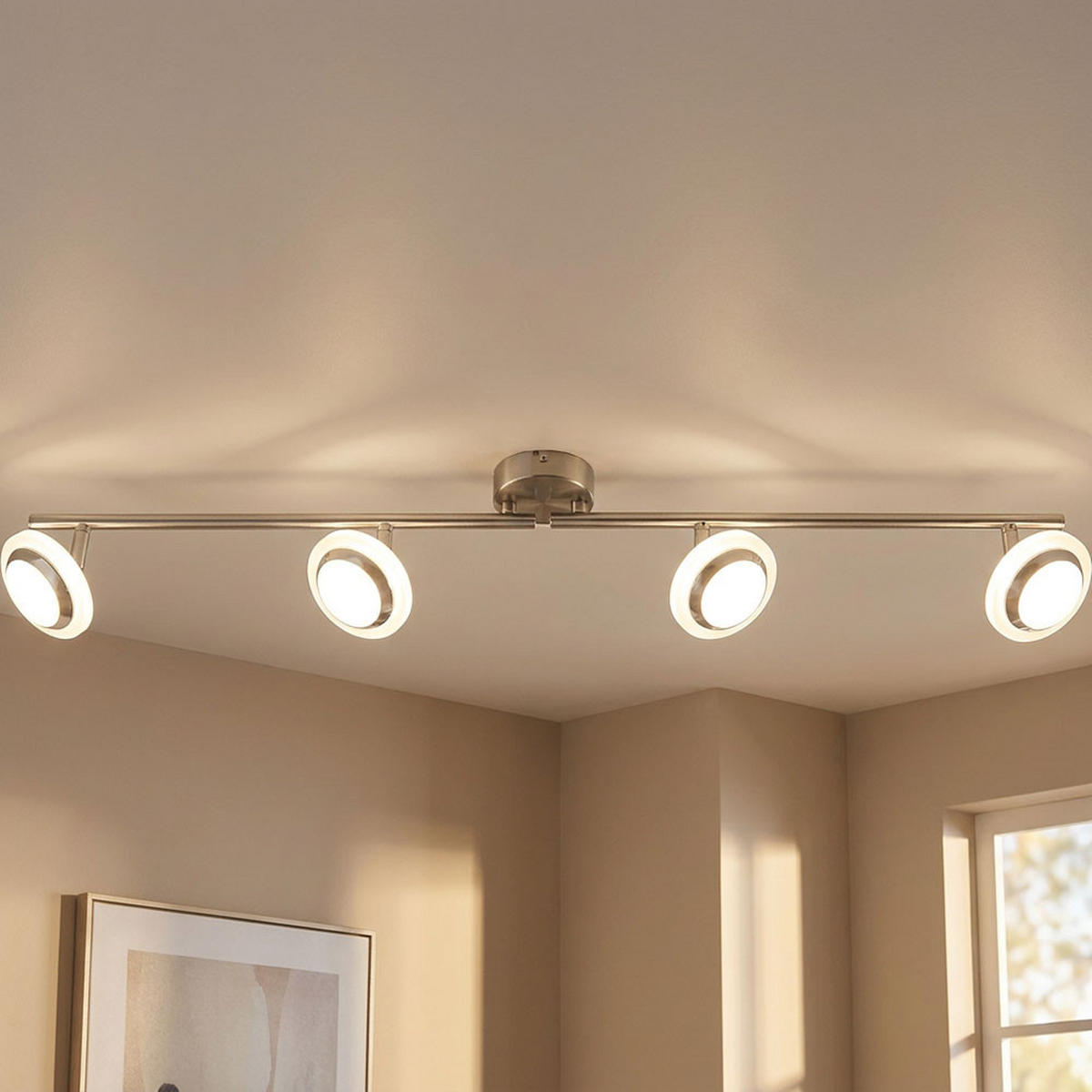 LED DECKENLEUCHTE Metall Silber bewegliche Spots - Silberfarben, Metall (80/10/13.5cm) - Globo Lighting