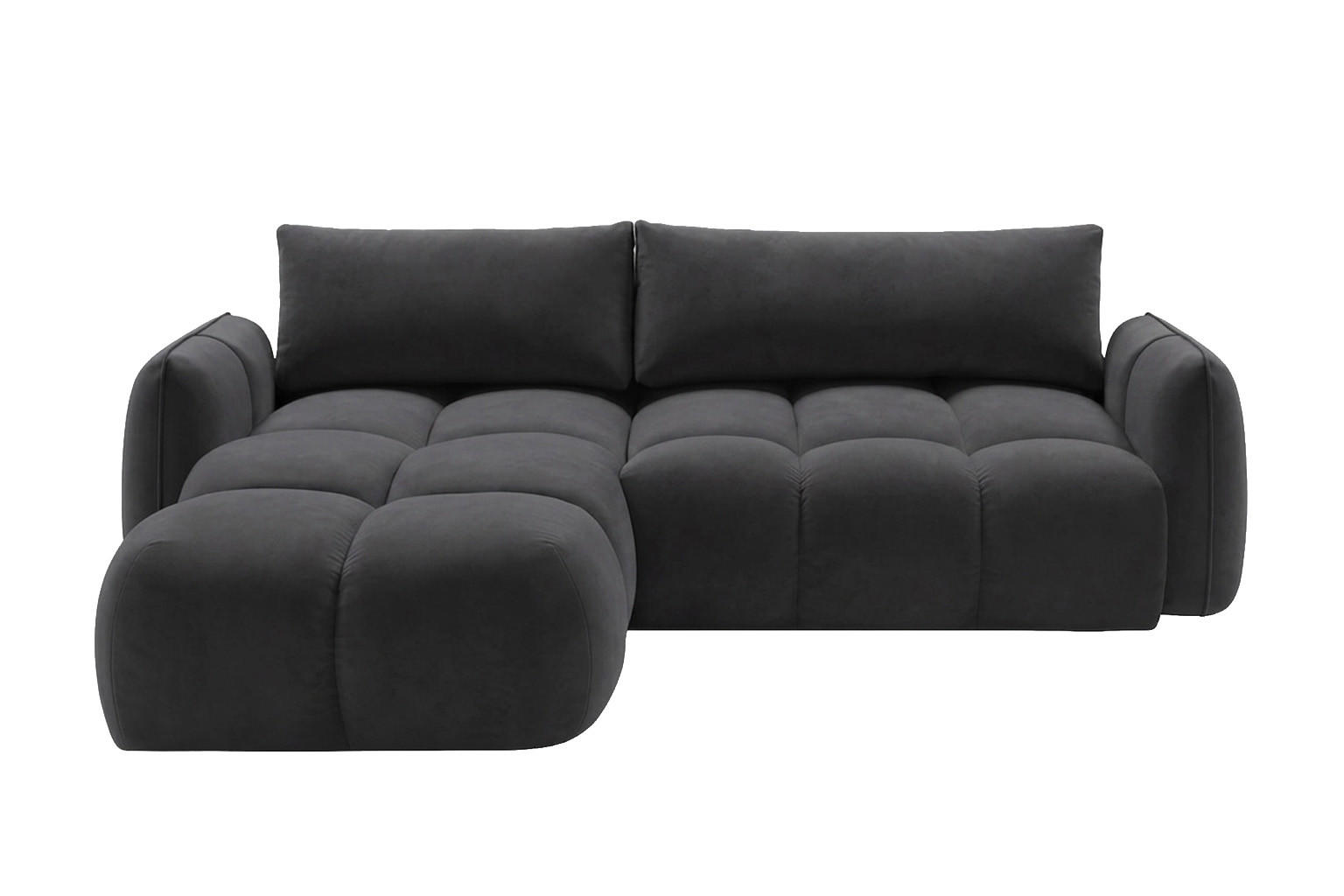 ECKSOFA L-Form Mit Schlaffunktion, Veloursstoff Bluvel, Schwarz, Links, BELVEDER L - Schwarz, Holz (250/168cm) - Kaiser Möbel
