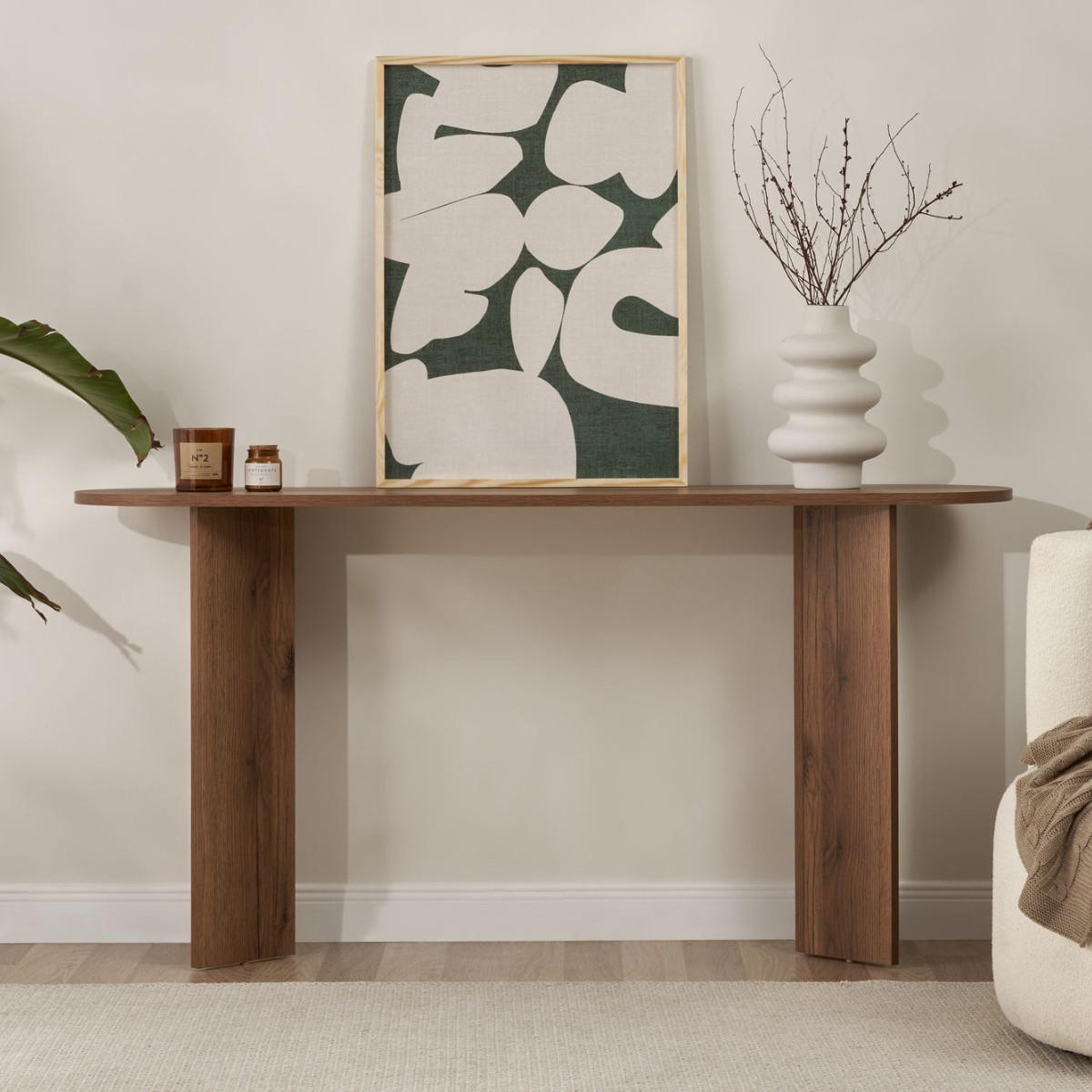 KONSOLE mit zwei Beinen SIRA 150/35/75 cm - Naturfarben, Holzwerkstoff (150/35/75cm) - Calicosy