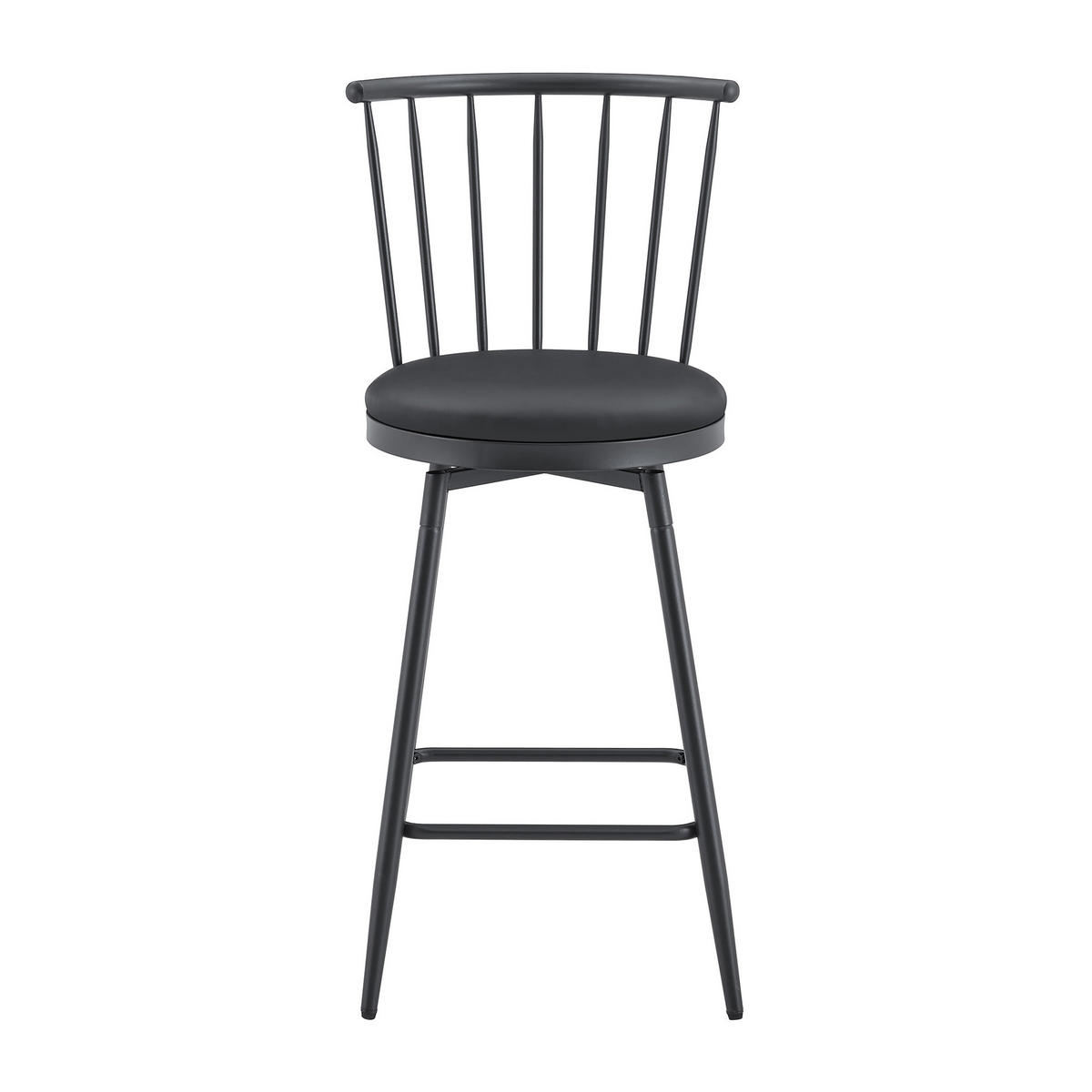 BARHOCKER DE-36667 2er Set mit PU-Bezug und Metallgestell Schwarz - Schwarz, Metall (39/96/39cm) - ComfortXL