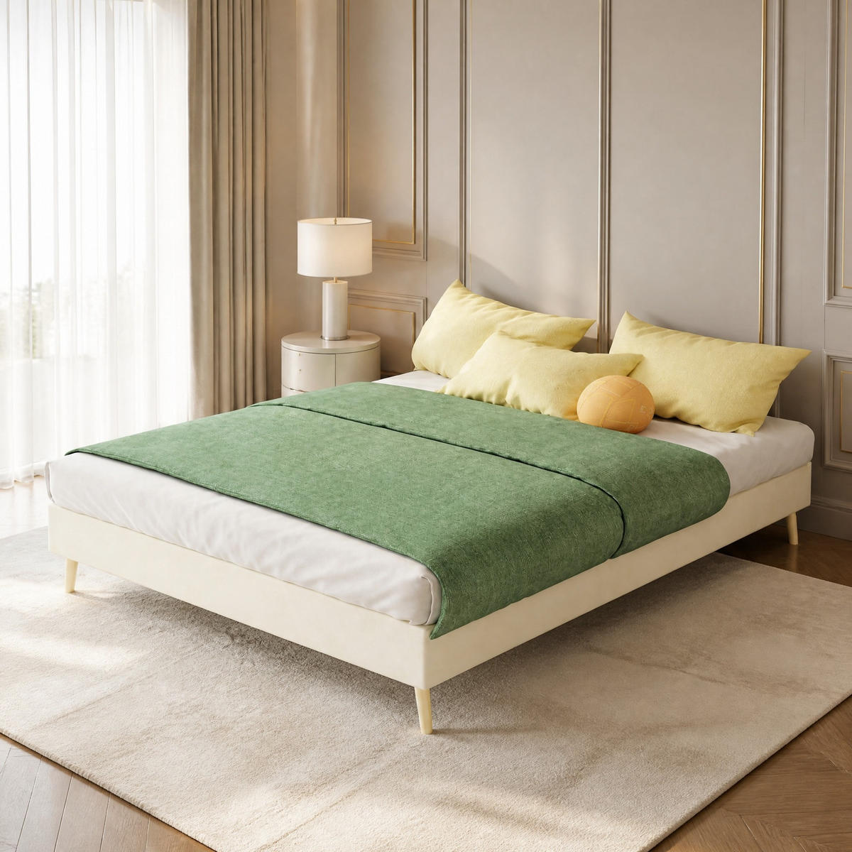 POLSTERBETT 140/200 mit Hollandveloursstoff in Beige - Beige, Holzwerkstoff/Textil (140/200cm) - EVRYAE