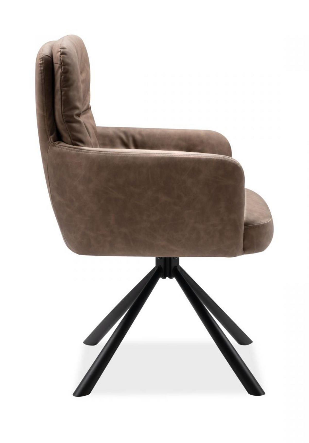 STUHL 2er-Set braun Leder-Optik, Esszimmerstuhl drehbar - Schwarz/Braun, Holz/Textil (57/95.5/57cm) - Furn.Design