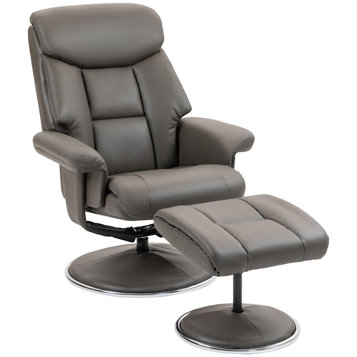 RELAXSESSEL DE-07512 mit verstellbarer Rückenlehne und Kunstleder Grau - Grau, Holzwerkstoff (95/107/81cm) - ComfortXL