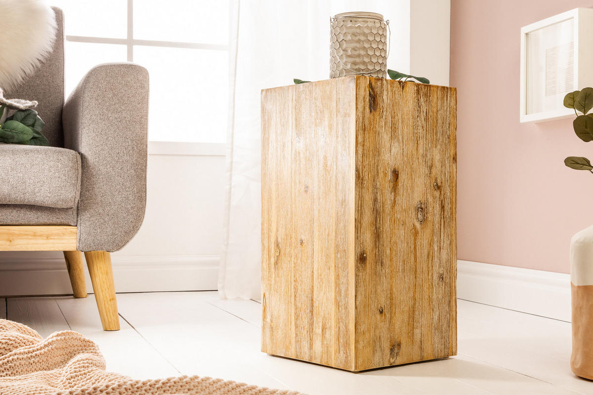 BEISTELLTISCH COLUMNA Akazie Natur 50 cm - Braun, Holz (26/26/50cm) - riess-ambiente