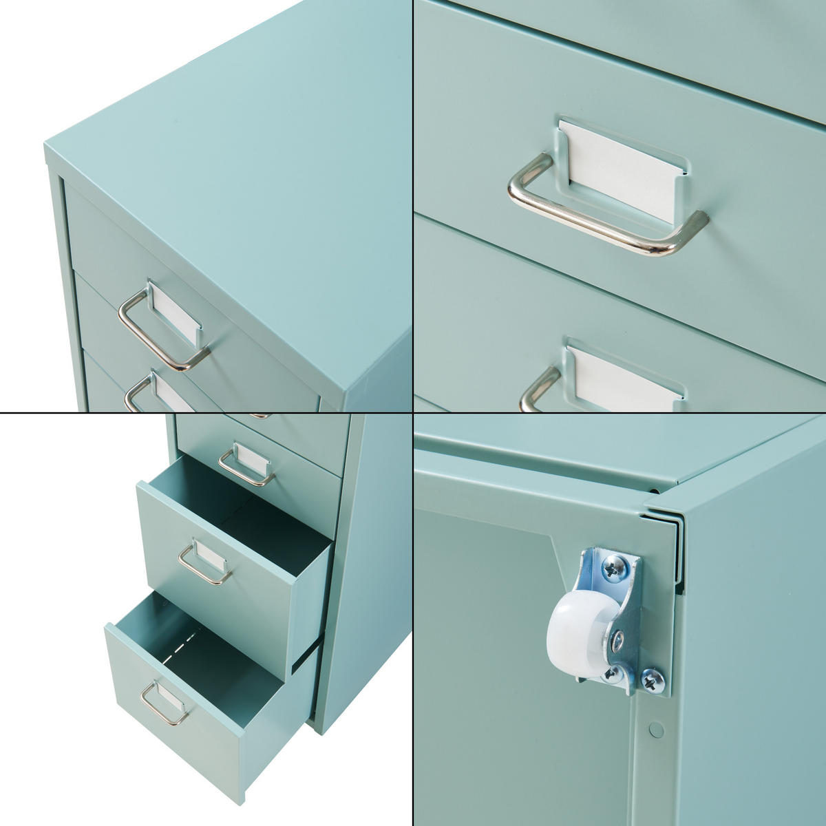 ROLLCONTAINER Kökar - Mintgrün, Metall (28/109/41cm) - [en.casa]