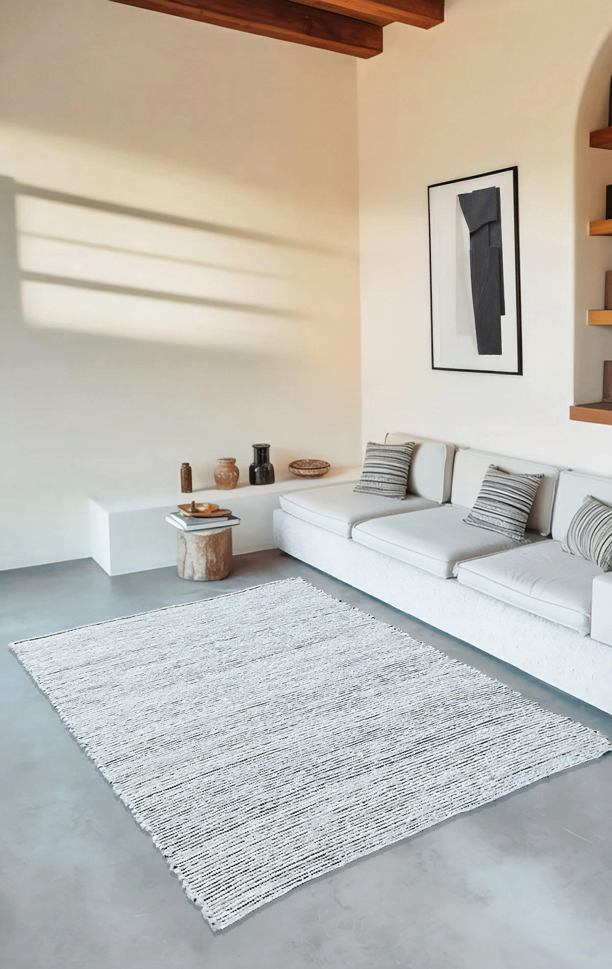 TEPPICH aus recycelter Baumwolle handgewebt grau - Grau, Naturmaterialien (160/230cm) - AFK Living