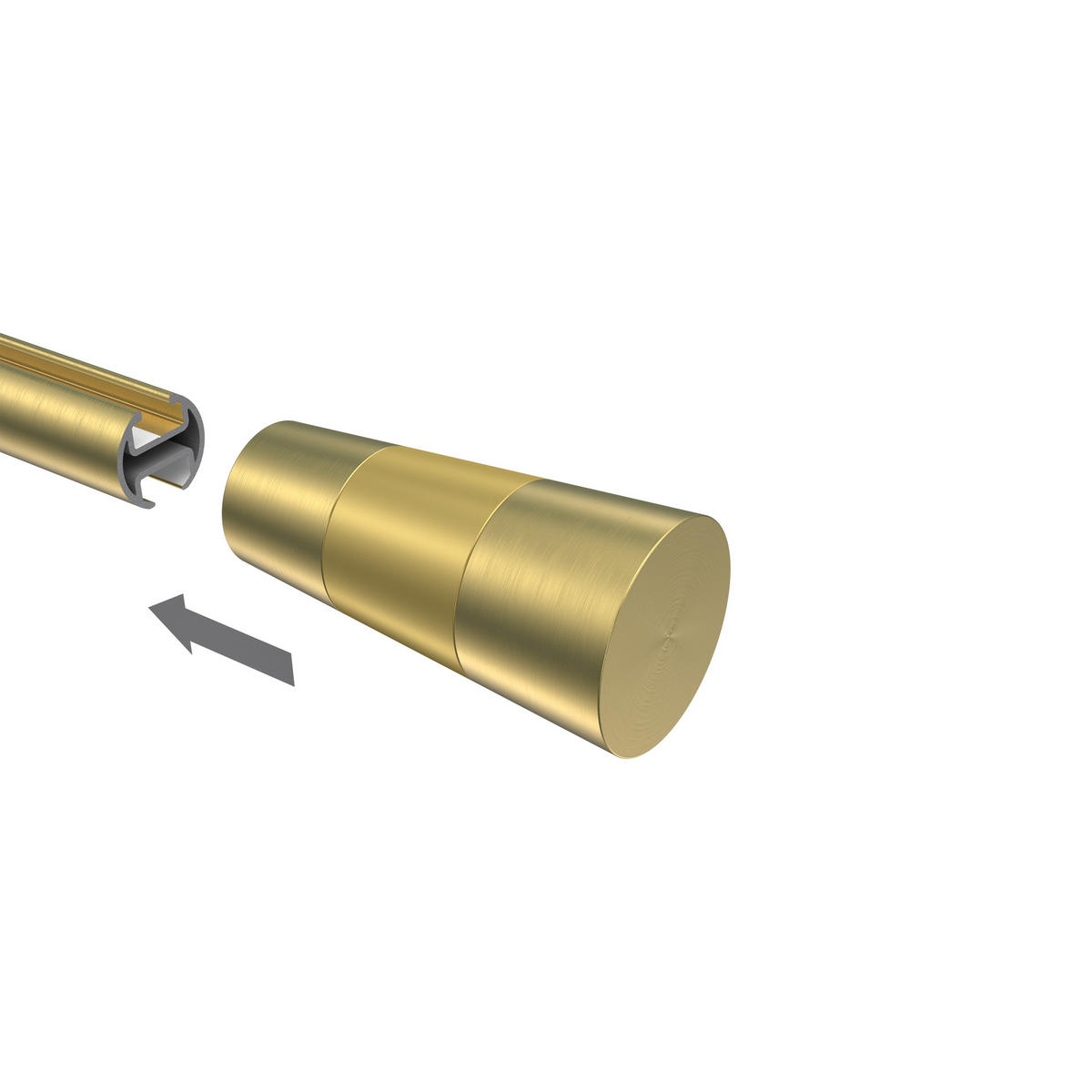 ENDSTÜCKE FÜR GARDINENSTANGEN 20 mm Ø, Tanara Messing-Optik/Satin-Gold, Packung 2 Stück - Messingfarben/Goldfarben, Metall (6.5/3.2/3.2cm) - INTERDECO