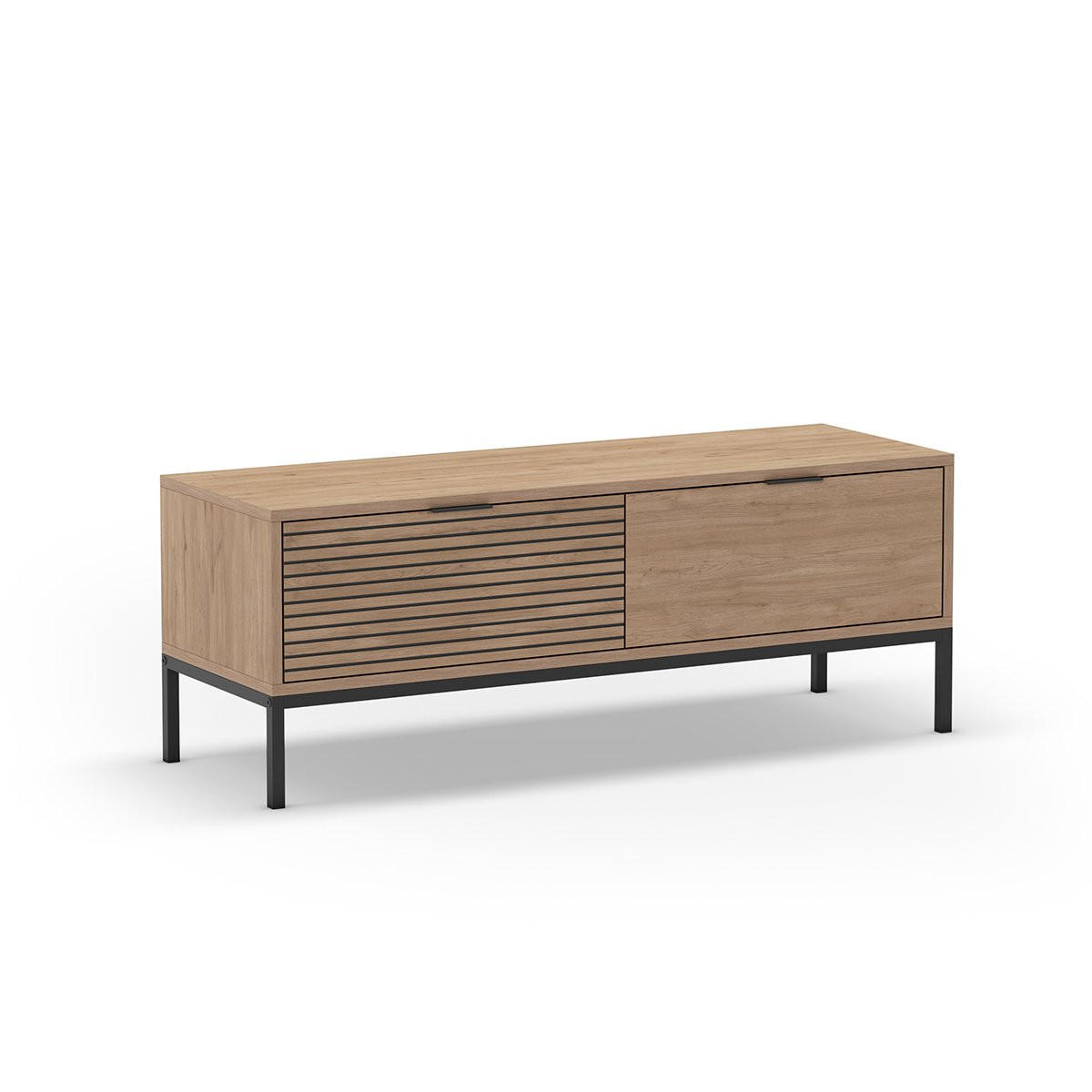 TV-MÖBEL mit 2 Schubladen und Metallfüßen Ariel - L120 cm - Beige, Holzwerkstoff (40/55/120cm) - Calicosy