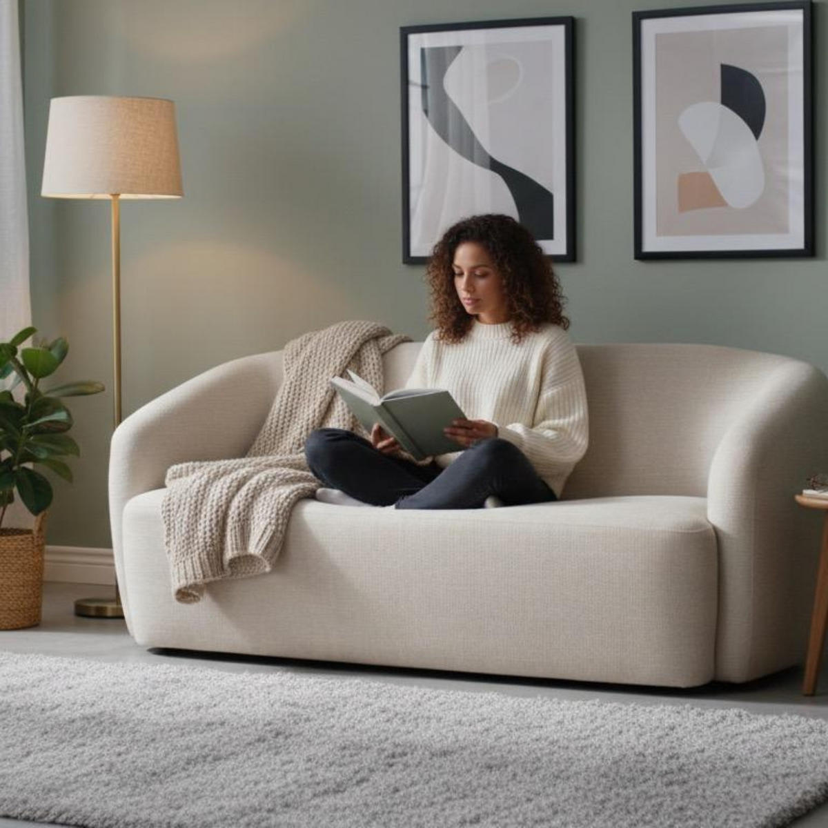 SOFA Loconia 2,5-Sitzer 170/76/89 cm - Beige/Creme, Textil/Metall (170/76/89cm) - Mr. Deko