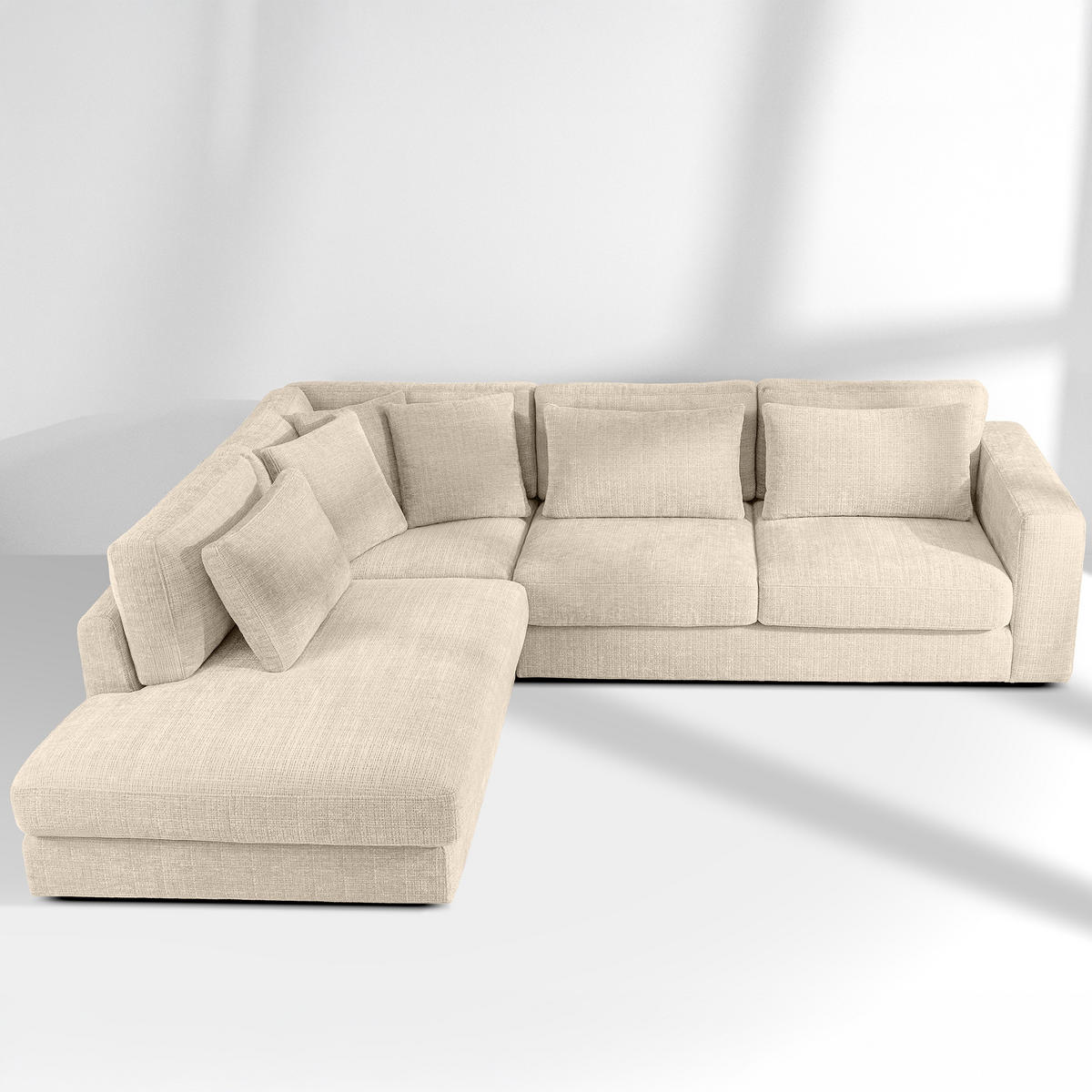 ECKSOFA links VERUS - Creme, Holz/Holzwerkstoff (297/248cm) - KONSIMO®