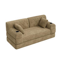 SCHLAFSOFA mit hoher Rückenlehne 168 x 80 x 81 cm Cord Khaki - Braun, Kunststoff (80/81/168cm) - Meubliv
