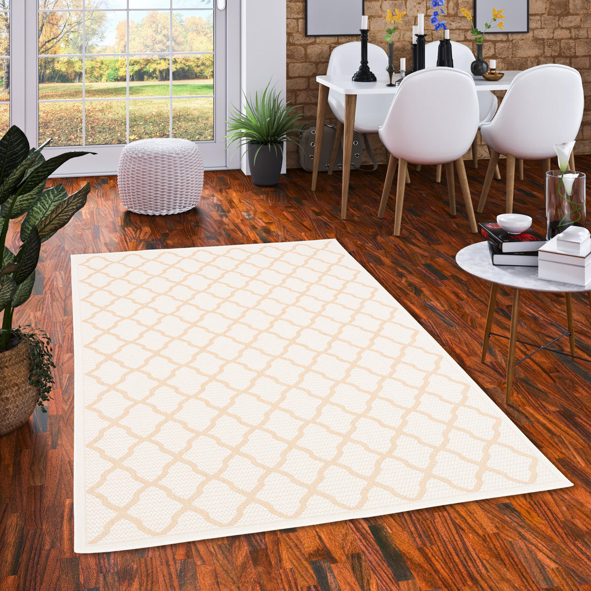 IN & OUTDOOR TEPPICH FLACHGEWEBE VALENCIA MODERN - Creme, Textil (80/150cm) - Pergamon