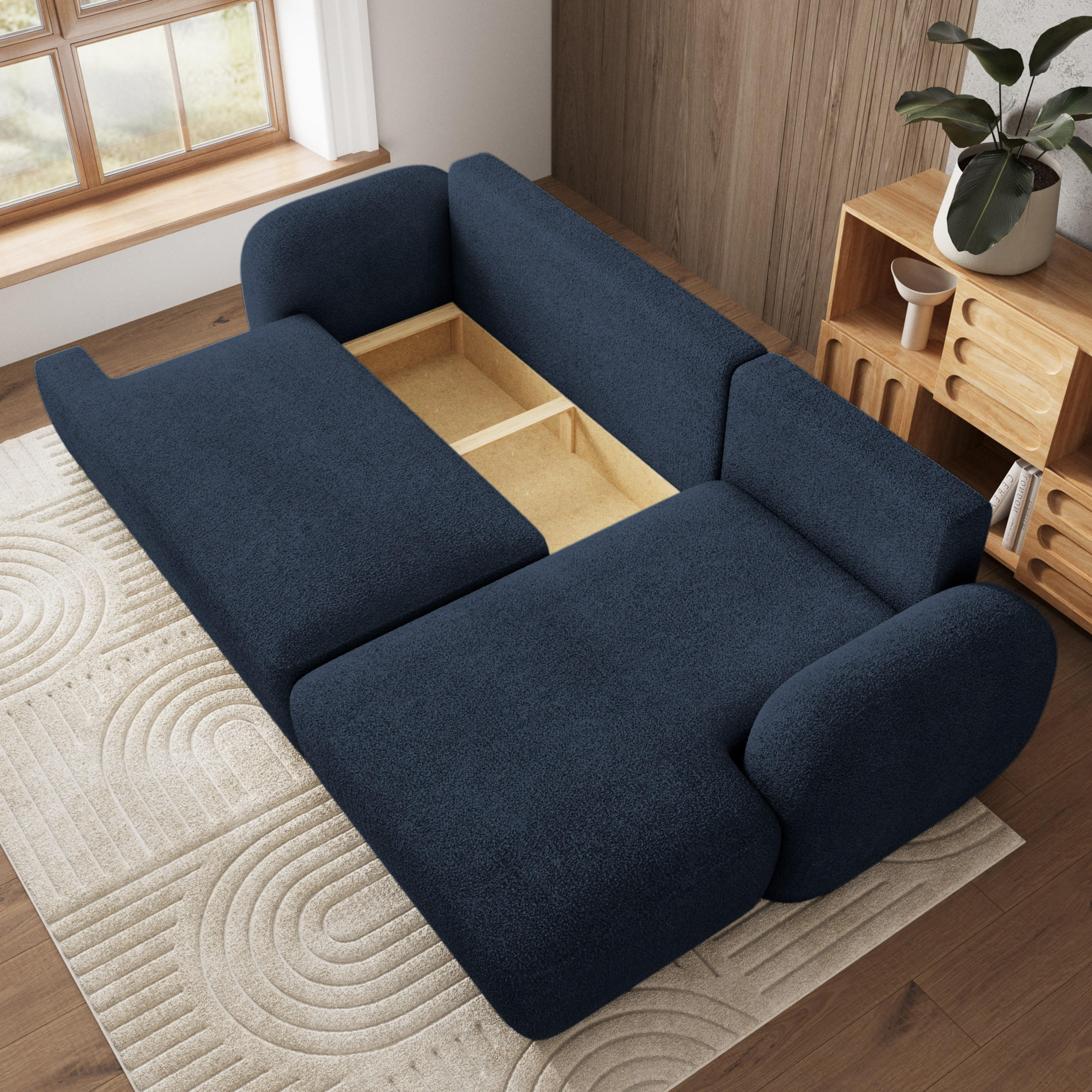 Thumbnail - Masseno Ecksofa, Blau, Textil, 3-Sitzer, L-Form, 266x148 cm, Wohnzimmer, Sofas & Couches, Wohnlandschaften, Ecksofas
