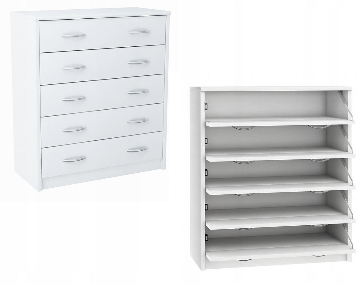 SCHUHSCHRANK 5S Weiß 74/35/85 cm 5 ausklappbare Schuhablagen - Weiß, Holzwerkstoff (74/85/35cm) - Matkam Möbel