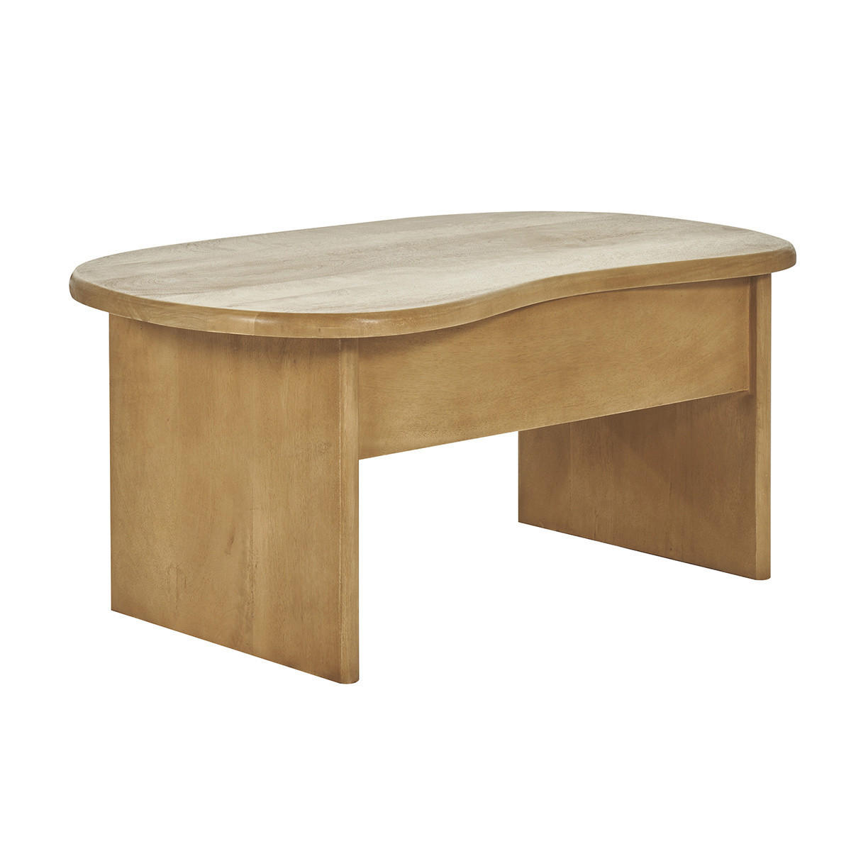 COUCHTISCH Bohnenform Ablage Massives Mangoholz B95 cm KOKOA - Eiche Bianco, Holz (95/54/40cm) - Miliboo