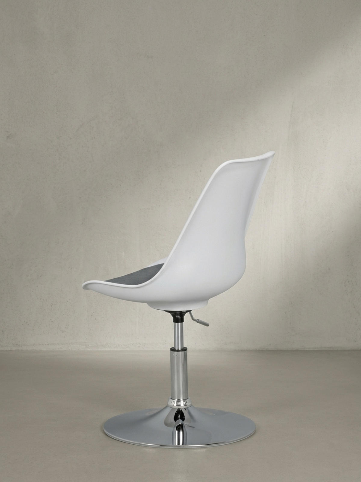 DREHSTUHL Kunstleder Trompetenfuß Chromgestell, Grau 46x46x88 cm - Silberfarben/Grau, Textil/Metall (46/88/46cm) - KADIMA DESIGN
