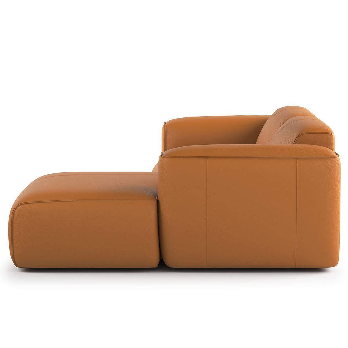 ECKSOFA mit XL-Longchair - Cognac/Schwarz, Leder/Kunststoff (260/171cm) - home24