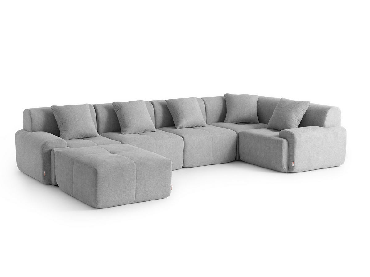 WOHNLANDSCHAFT Chenille Mineralgrau - Grau, Textil (345/73/190cm) - MILYsofa