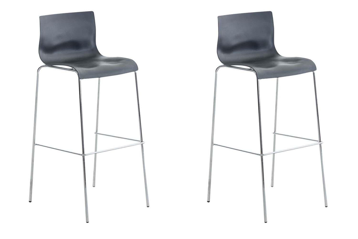 BARHOCKER 2er Set Kunststoff grau - Chromfarben/Grau, Kunststoff/Metall (43/100/48cm) - CLP