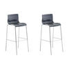 BARHOCKER 2er Set Kunststoff grau - Chromfarben/Grau, Kunststoff/Metall (43/100/48cm) - CLP