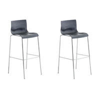 BARHOCKER 2er Set Kunststoff grau - Chromfarben/Grau, Kunststoff/Metall (43/100/48cm) - CLP