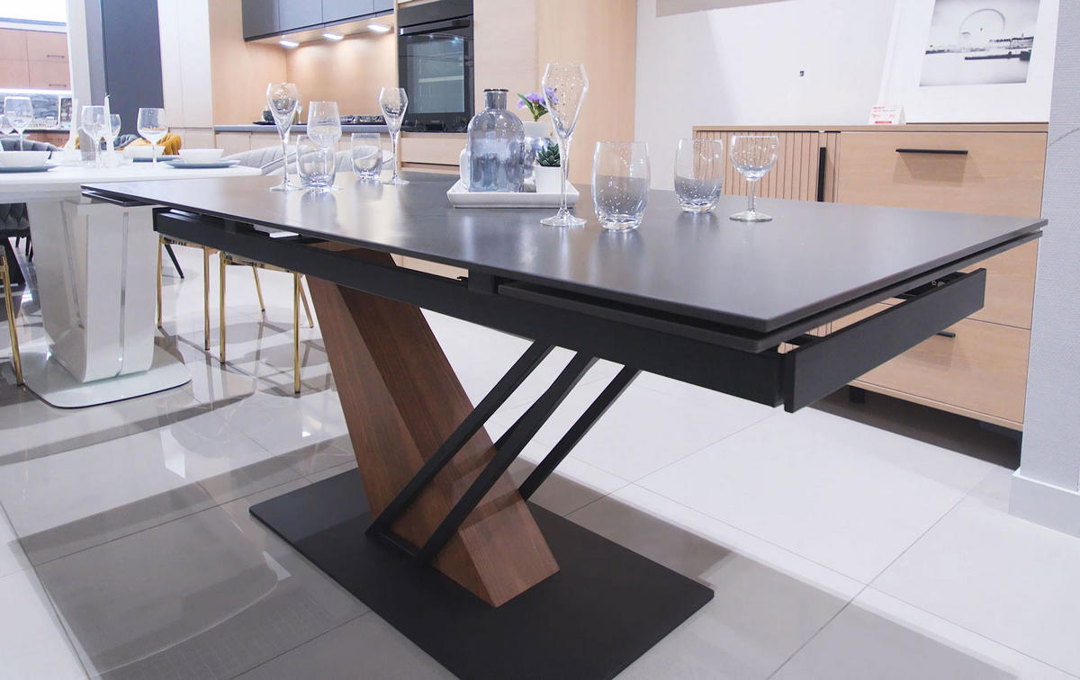 ESSTISCH Genesis Schwarz Marmor / Eiche Craft Gold / Schwarz 160-240 / 90 / 75cm - Schwarz, Holz/Keramik (90/160/75cm) - Feldmann-Wohnen