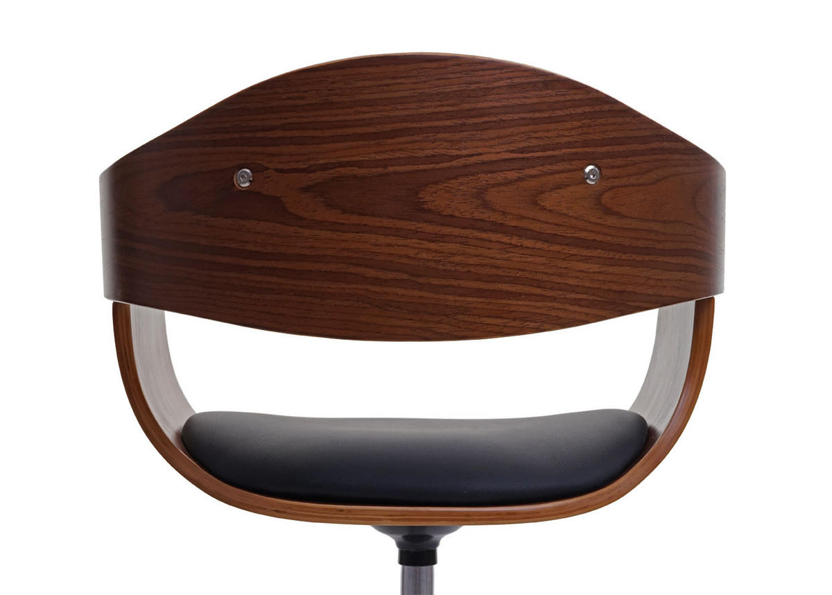 DREHSTUHL HxBxT 83x64x64cm Sitzhöhe 45cm höhenverstellbar Drehmechanismus Bugholz Walnuss-Optik Kunstleder Schwarz - Schwarz, Holz (64/83/64cm) - PROREGAL