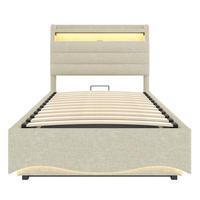 POLSTERBETT mit LED und USB Beige 90x200 cm Textil - Beige, Textil (90/200cm) - SONNENH