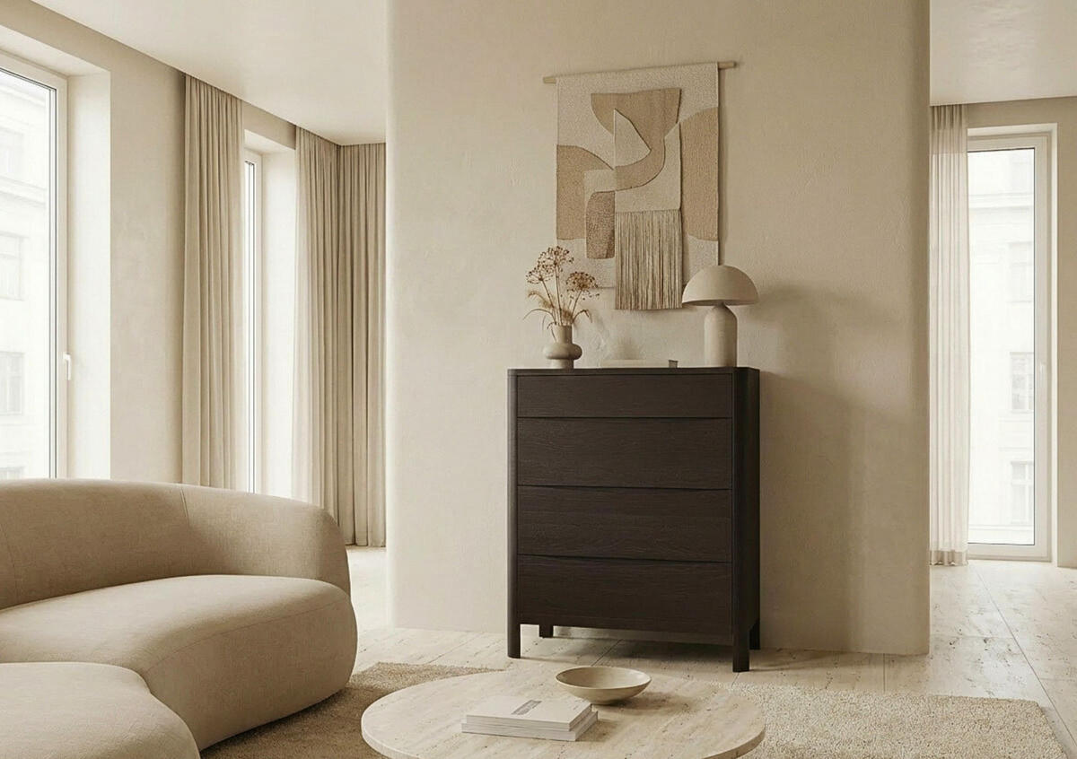 HOLZKOMMODE Modena Low 80, Palisanderfarbe - Wengefarben, Holz/Buchenholz (80.4/106.3/45cm) - Visby