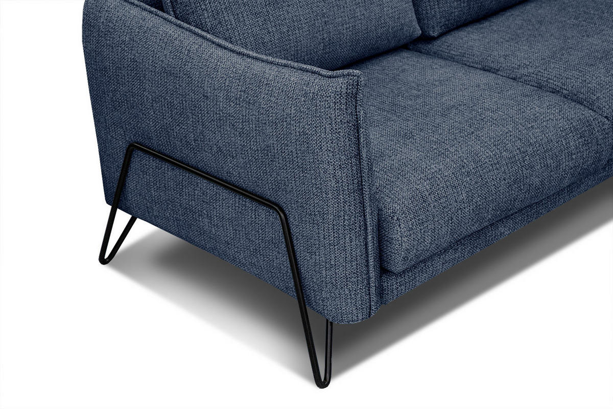 ECKSOFA HOSTEN 4-Sitzer, dunkelblau - Schwarz/Dunkelblau, Holzwerkstoff/Textil (158/269cm) - Courtois Laville