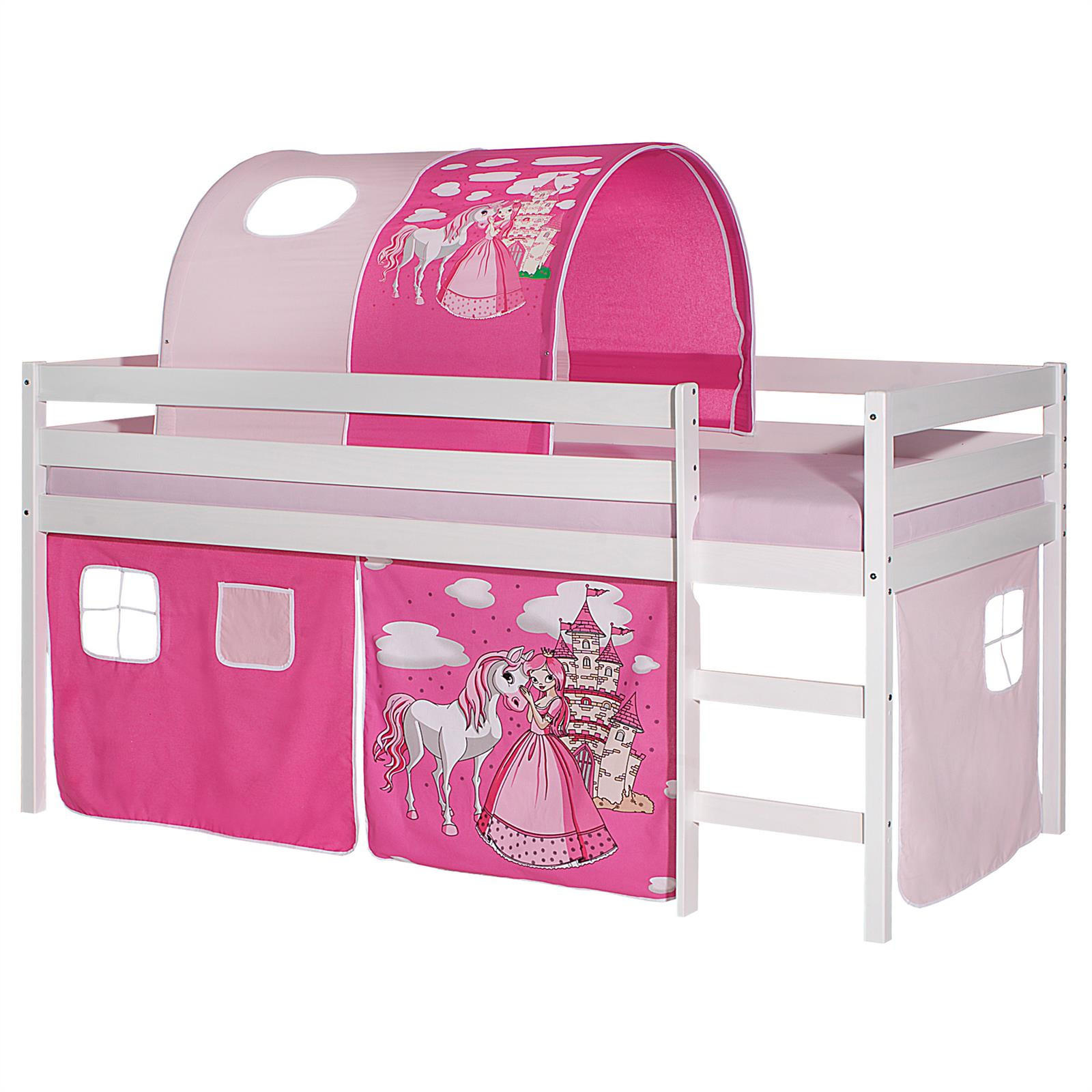 IDIMEX HOCHBETT Weiß, Rosa 97cm × 207cm × 112cm