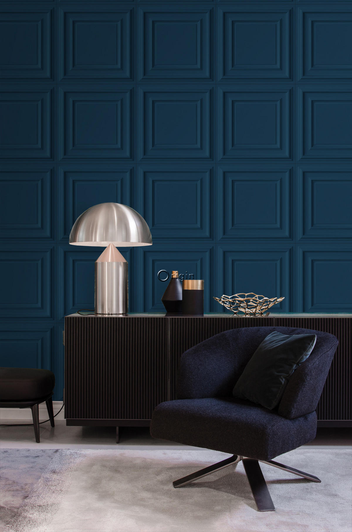 TAPETE Holzwandverkleidung 53 cm x 10.05 m - Blau, Papier (53/1000cm) - Origin Wallcoverings